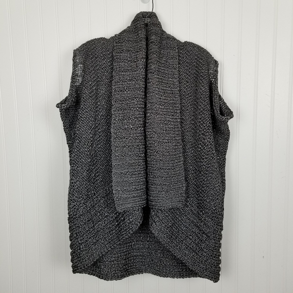 Club Monaco Gray Metallic Open Front Cardigan Sleeveless Vest Open Knit Size XS - Picture 3 of 11